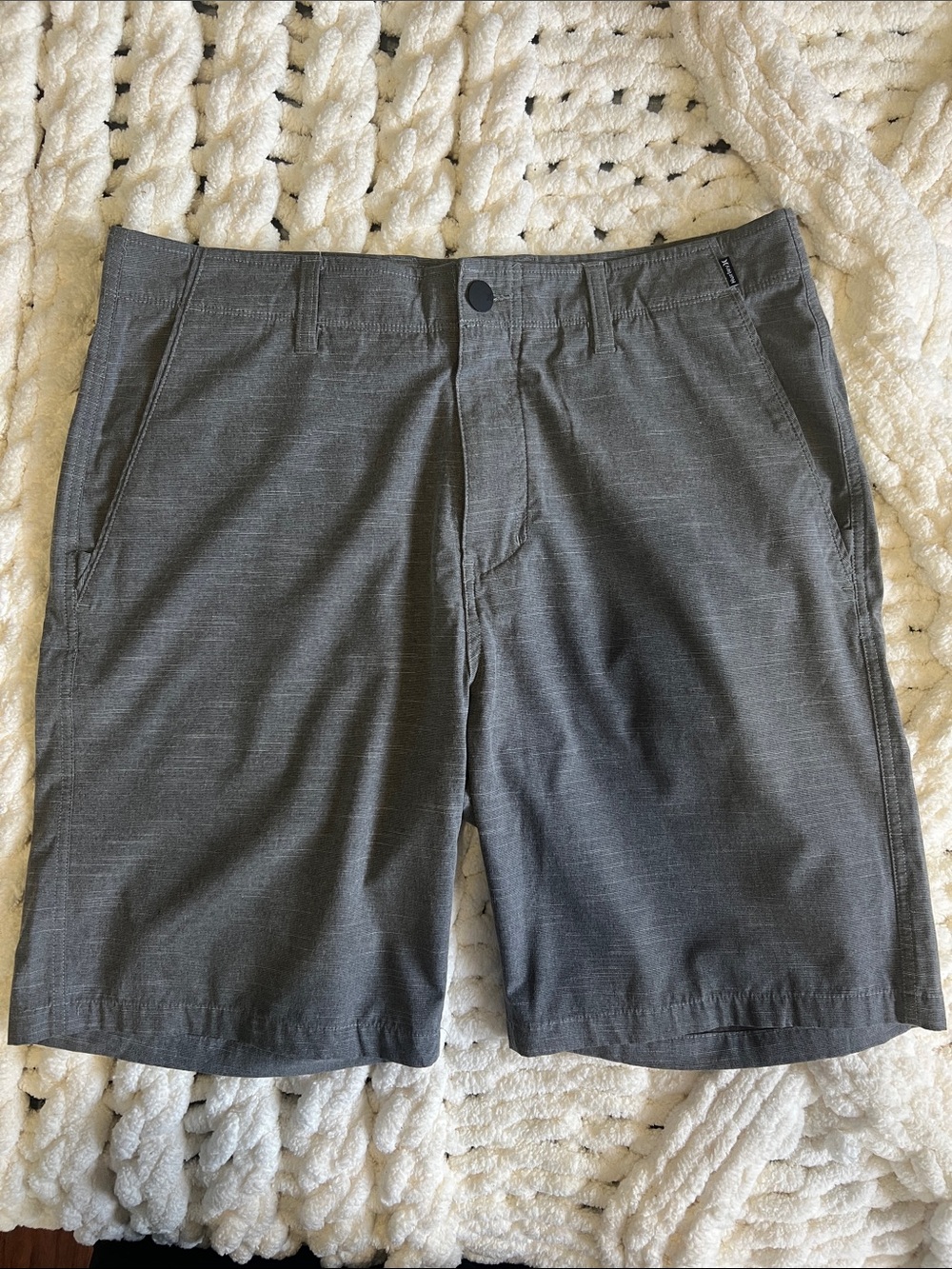 Hurley Men's Heather Charcoal Flat-Front Shorts